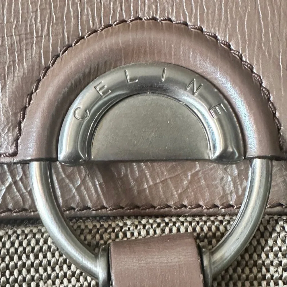 Celine Boston Bag Canvas and Patent Leather Fringe Shoulder Bag - EUC